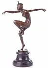 Art Deco Oriental Bronze Statue Dancer Snake Female Figure Antique Sculpture