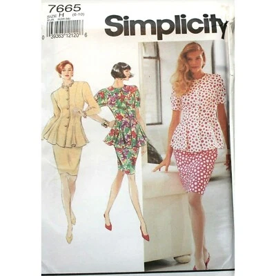Simplicity Sewing Pattern 7665 Peplum Dress Two Piece Misses Sizes 6-10