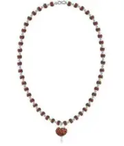 Silver Wire Handmade Natural 5 Mukhi Rudraksha Mala for Men (With 15MM Pendant)