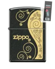 Zippo 206251 Elegance Design Black Matte Lighter + FLINT PACK