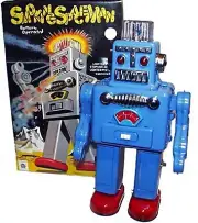 Smoking Spaceman Robot Blue Tin Toy Battery Operated SALE - NEW!