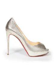 Silver Textured Leather Heels