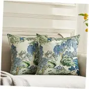 Pack of 2, Chinoiserie Pillow 20" x 20" (Pack of 2) Treeboatbluegree(pack of 2)