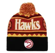 NEW Mitchell & Ness Atlanta Hawks Team Isle Pom Beanie Hat Cap OSFM