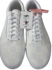 Vans Men's Old Skool DIY Checkerboard True White Canvas Shoes Size 13 NIB