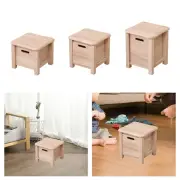 Wooden Step Stool with Drawer Small Footstool Change Shoe Stool Garden Display