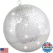 12" Mirror Disco Ball - Large Fun Silver Hanging Party Mirror Decor Ball - Bi