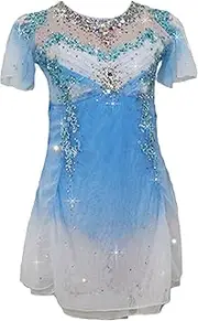 [Zagitova] Girls' Figure Skating Dress with Diamonds, Women's Highly Elastic Ice Skating Dresses for Roller Skating