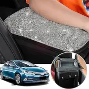 SUHU Bling Car Armrest Cover Cute Charming Auto Center Console Protective Cover Luster Crystal Rhinestone Car Arm Rest Cushion Pad Bling Car Interior Accessory for Women Girl 12.2 x 8.7 Inch 3