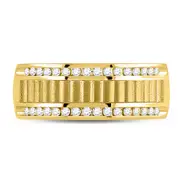 14k Yellow Gold Round Diamond Double Row Matte Textured Wedding Band Ring 1/3 Cttw