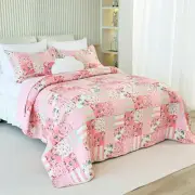 Garden Floral Quilt Bedspread Twin Size,1 Piece Patchwork Twin(68"x86") Pink