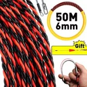 6MM 50M Wire Conduit Cable Push Puller Rodder Snake Fish Tape Wire Guide AU