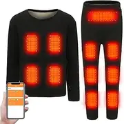 [IMYOGI] Cozy Heating Underwears for Men Women, Electric Thermal Baselayer Smart APP Control Heated Long Johns for Hunting, Skiing