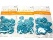 Round Blue Buttons x 42 Pieces, 2 Hole, 5/8" & 3/4", Le Bouton, 3 Bags, Bin 21