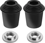 2 Packs Bass Drum Threaded Rubber Feet, Floor Tom Drum Leg Tips Rubber Feet with Lock Nut, 3/8" 16 Thread Fits for Most Spurs