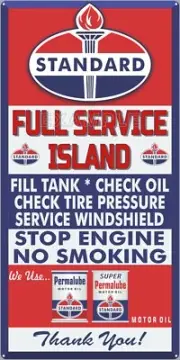 STANDARD GAS STATION FULL SERVICE ISLAND PUMP SIGN REMAKE ALUMINUM SIZE OPTIONS