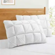 2 Pack Luxury Pinch Pleat Puffy Down Bed Pillows 75% Down Fill High Loft Gusset