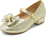 [DREAM PAIRS] Girls Dress Shoes Princess Shoes for Toddler Little Girl Mary Jane Low Heels Glitter Flower Party Wedding Footwear