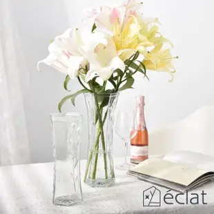 【Eclat】匠心花藝高雅花紋六角時尚晶透花瓶_大+小_2款任選(花瓶擺件 花藝花器 插花裝飾品 造型花瓶)