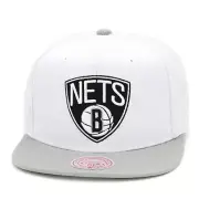 Mitchell & Ness Brooklyn Nets Core Basics Snapback Hat Cap - White/Grey