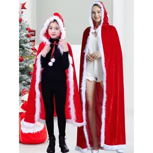 圣誕節披風派對紅色金絲絨斗篷扮演cospla成人兒童服裝舞臺演出服