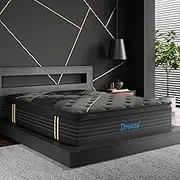 Dreamz King Spring Mattress Bamboo Charcoal, Knitted Fabric Pocket Bed Sleep, HD Egg Crate Foam Euro Top Firm Coil Bedding Home, Breathable Top,Vacuum Packed, 35CM Thickness,15Yrs Warranty, Black