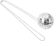 CIYODO Disco Ball Necklace Necklace Disco Ball Costume Costume Accessories Mini Mirrors for Crafts Dance Supplies Photo Booth Props Party Props Plastic Silver