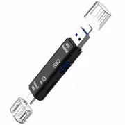 2PCS Type C / USB / Micro USB Memory Card Reader OTG Adapter Black