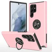 Samsung Galaxy S23 Ultra Compatible Case Cover With Shockproof And Magnetic Ring Holder - Pink