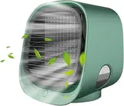 Portable Air Conditioner Fan, USB Charging Personal Mini Air Cooler with 300ml Water Tank, Adjustable 3 Gear Humidification Cooling Fan for Office (Green)