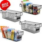 Large Stackable Wire Storage Baskets 4 Pack Kitchen Pantry Home Organization