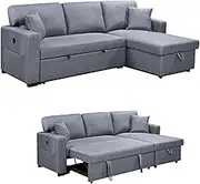 Foret 3 Seater Sofa Bed Modular Corner USB Pullout Lounge Storage Chaise Fabric