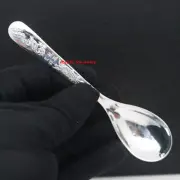 Real 999 Fine Silver Spoon Dragon Phoenix Pattern Dinner Spoon 4.72inch Length