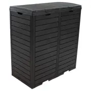 78 Gal. Outdoor Double Trash Can with Lids and Drip Trays - Black by Sunnydaze