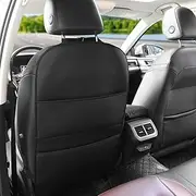 Car Seat Protector Kick Mat【1 Pack】Universal Leather Waterproof Auto Seat Back Covers with 3 Storage Pocket, Backseat Car Organizer Travel Accessories, Against Dust Mud Scratches (Black)