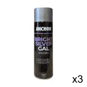 3 x Anchor Bright Silver Gal 400G - Excellent Coverage and Durable Coat