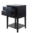 Black Bedside Side Table 2 Drawers Storage Cabinet Nightstand Unit Lamp Shelf