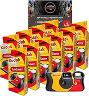 Disposable Cameras Multipack - Includes 10 Pack of Kodak Funsaver Single-Use 35mm Cameras with 27 Exposures and Clikoze Photography Tips Card