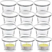 Tealight Candle Holder Set of 12,Glass Votive Candle Holders,Clear Tea Light Holders Bulk for Wedding Holiday Birthday Party Dinner & Home Decor