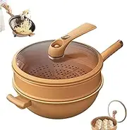 Titanium Micro-Pressure Clay Non-Stick Health Cooker, Multifunctional Non-Stick Clay Pressure Cooker with Steamer Basket, Cooking in one multifunctional more convenient (Yellow)