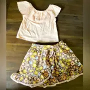 NWT Peach Eyelet Top & Matching Floral Skirt Set Size 5/6 Cupcakes and Cashmere