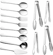 STOBAZA 1Set Serving Utensils Kitchen Cutlery Including Slotted Spoons Tongs and Spatula Elegant Design for Formal and Casual Dining and Easy to Clean