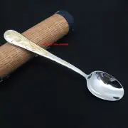 Solid 999 Fine Silver Spoon Yellow Flower Pattern Handle Dinner Spoon 5.11inch