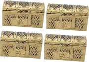 Cabilock 4 Pcs Pirate Treasure Chests Mini Vintage Storage Boxes for Prizes Game and Decorative Use for Halloween and Daily Fun