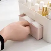 Makeup Organizer Storage Box With Drawer Cotton Swab Stick Storage Case Lipstick