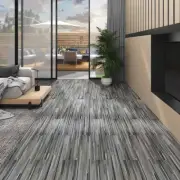 vidaXL PVC Flooring Planks 5.02 m� 2 mm Self-adhesive Striped Grey