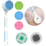 Electric Brush for Back, Face, Body and Feet, 5 Removable, Detachable Soft Bristle Silicone Brush Heads for Face, USB Rechargeable(Blue)