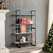 vidaXL 4-Tier Book Cabinet Concrete Grey 100x30x140 cm Engineered Wood