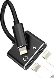 Double Lightning Adapter(2 in 1)for IPhone 14 13 12 Pro Max Headphone Charger Splitter Earphone AUX Audio Jack Cable Connector for Apple MFI Certified Lighting Charging Port Adaptor for IPad Converter