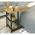 Vara Side Table Desk Bed Laptop 2 Shelves 4 Wheels Desk & Home Office Furniture